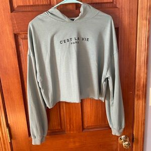 SHEIN cropped hoodie size Large mint green
